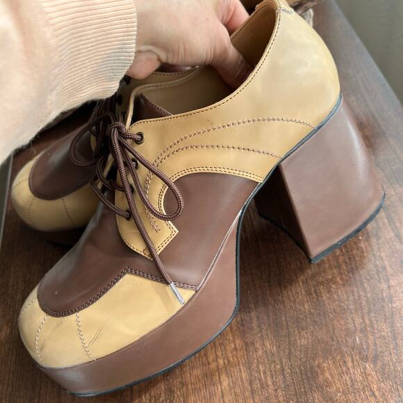 Funtasma Brown Platform 70s Hippie Disco Party Costume Shoes men’s size 10/11 - Picture 3 of 11